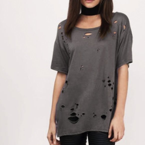 MARONIE Tops - Ripped Modal/Cotton Boyfriend Tee